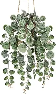 Briful Artificial Hanging Plants with Pot 17'' Fake String of Heart Vines Plants Faux Hanging Greenery for Home Room Office Garden Balcony Patio Front Door Hanging Decor