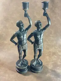 在飛比找Yahoo!奇摩拍賣優惠-【二手】南非銅雕 銅蠟燭臺 人物銅雕 復古 民俗人物 銅器 