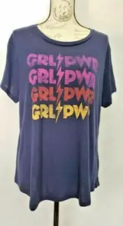 NWT Modern Canvas Women's Blue Girl Power Shortsleeve Graphic Tee Top Xlarge