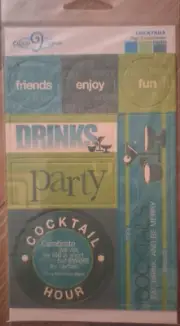 Cloud 9 Designs Page Coasterettes Coctails Embellishments 7 Pcs. Cardstock