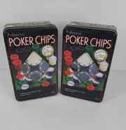 X2 Professinal 100Pcs Texas Hold’em Poker Chip Set Game Set In Metal Case.
