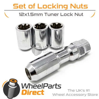 Tuner Silver Locking Wheel Nuts 12x1.5 Bolts Tapered For Mazda CX-3 15-19
