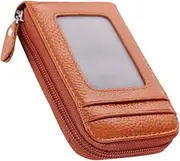 [OATIPHO] Elegant Yellowish Zipper Credit Case Bag Organizer Holder for Cards Coins Change Men's Women's Wallet