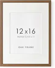 Solid Wood Picture Frame 12x16 Natural Wooden Photo Frames with Mat,Wall Poster Frame for Home Office Decor, Tabletop and Wall Mounting, High-Definition Plexiglass