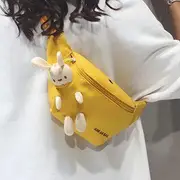 Plushie Lettering Canvas Belt Bag Cow - Yellow - One Size
