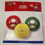 Super Mario Bros. Paper Lanterns Set of 3- 9.5in- Birthday Party Decorations-New