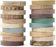 YUBX Vintage Washi Tape Set 20 Rolls Skinny Retro Decorative Antique Patterns Masking Tapes for Arts, DIY Crafts, Journals, Planners, Scrapbook, Wrapping (Vintage)