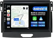 Android 14 IPS Car Stereo For Ford Ranger (2015-2020) GPS Navigation Radio - 4G+64G - Wireless CarPlay/Android Auto - LED Camera + MIC - 9 Inch 2 Din - DAB Steering Wheel Fast-boot 360-Cam AHD