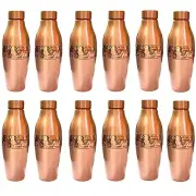 Copper Water Bottle Half Hammered For Ayurveda Health Benefits Set of 12