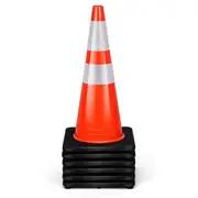 6 Pieces 28 Inch PVC Fluorescent Reflective Road Parking Cones