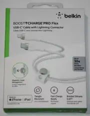 Belkin Lightning-to-USB-C Cable - 6.6 Ft/ 2 M - Braided Silicone - MFi-Certified
