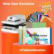 [New User Exclusive] Auto Heat Press Machine 15"x15" + Exclusive Bundle Worth A$144 (36 sheets HTV & 150 sheets Sublimation Paper A4 & Sublimation HTV 12"x5ft & Tools Bundle), White