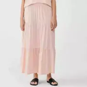 EILEEN FISHER NWT Powder Pink Soft Fine Jersey Tiered Maxi Skirt M Pull On