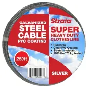 Strata 250 Feet Clothesline Outdoor Heavy Duty Galvanized Wire Steel Cable, S...