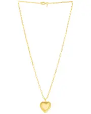 14K Italian Gold Over Silver Puffed Heart Paperclip Necklace