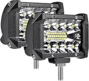 BYBDQKTVEH LED Light Bar 4Inch 60W Waterproof Work Light Bar Spot Flood Beam for Work Driving Offroad Boat Car Tractor Truck SUV Work Light(2X 60w Work Light)