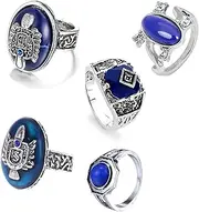 [HJYZY] Vampire Damon Stefan Rings Set Fashion Daylight Walking Signet Katherine Ring Carolim Forbes Elena Daylight Ring with Stickers 25 pcs, Metal, No Gemstone