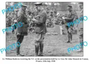 OLD 8x6 PHOTO FEATURING WILLIAM RUTHVEN RECIEVING HIS VICTORIA CROSS c1918