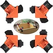 BDZBREN 90 Degree Corner Clamp, 4 Pack Adjustable Single Handle Spring Loaded Right Angle Clamp,Swing Woodworking Clip Clamp Tool