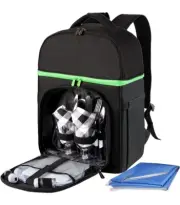 2 in 1 Cooler Backpack Insulated Waterproof Lightweight W/ Picnic Cutlery Set
