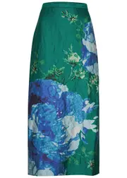 Erdem Floral-print Crinkled Satin Midi Skirt - Teal - 8 (UK8 / S) 8 (UK8 / S)