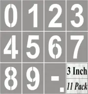 3 Inch Large Number Stencils for Painting - 11 Pack Stencil 3