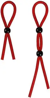 Adjustable Silicone Delay Exercise Ring for Men, Sports Equipment for Couples, Microfibre Ties, 2 Pairs - Black/Red
