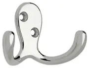 Liberty Hardware 145888 Double Prong Coat Hat Hook Chrome Finish 2 Pack