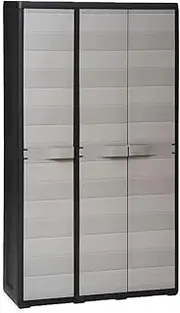 vidaXL Sturdy Polypropylene Garden Storage Cabinet with 4 Shelves - Lockable, Modern Design, Suitable for Patio Storage in Black and Grey