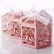 10 Pack of Pink Dove Bird Heart Wedding Bomboniere Favour Card Box - 10 Pack