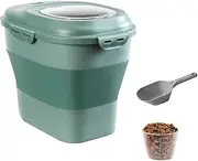 Dog Food Storage Container,Collapsible 15 Kg Large capacity Dispenser Bin with Rolling Wheel Airtight Locking Lid,Dog Pet Cat Flour Sugar Kitchen Rice Leakproof Sealable Drying Barrel (Green)