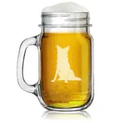 16oz Mason Jar Glass Mug w/ Handle Border Collie Dog