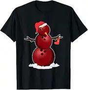 [VidiAmazing] Bowling Snowman Funny Christmas for Bowling Player ds170 T-Shirt