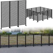 [Vrisa] Gargen Fence Panels 12 Pack Privacy Screen Fencing Border Freestanding Decorative No Dig Fences with T-Shaped Base Air Conditioner Trash Can Fence Outdoor for Deck Patio Balcony Yard, Black