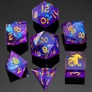 CAPTURED MAGIC HAND SANDED SHARP EDGE RESIN - PURPLE DICE SET