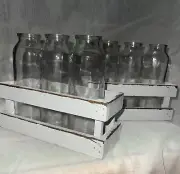 Jar Set Ensemble De Pots 2set Of 3 Bottles Clear Glass 6 In White Old Rack (A3)