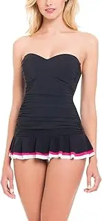 [Profile by Gottex] Women's Tutti Frutti Sweetheart Peplum One-Piece Swimsuit in Black