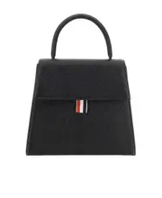 TRAPEZE TOP HANDLE BAG IN PEBBLE GRAIN LEATHER One size black