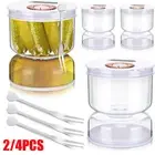 Pickle Jar w/Strainer Flip Olive Storage Hourglass Keeper Can Dry Wet Separate