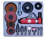 21PC 1/4" Mini Air Angle Die Grinder Pneumatic Polishing Carving Tool Kit