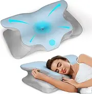 LeoLeoyy Cervical Neck Pillow for Pain Relief - Ergonomic Side Sleeper Pillow for Neck Support, Cooling Memory Foam Pillows for Sleeping, Contour Pillow Orthopedic Bed Pillow (Blue)