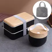Wooden Bento Box Microwave Lunch Box Food Storage Container Kids Portable Set