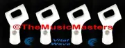 4X WHITE Handheld MICROPHONE CLIP Karaoke DJ Tripod Mic Stand Holder Clamp Mount