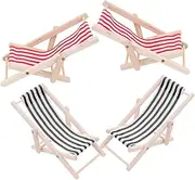 Toddmomy Pcs Miniature Wooden Recliner for Dollhouse Beach Style Mini Folding Chairs Boys and Girls House Decoration Safe Fun