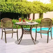 Livsip Outdoor Patio Setting Dining Chairs & Table 3 Piece Bistro Set Cast Aluminum Patio Garden Furniture
