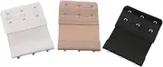 [SAFIGLE] 3-hook Bra Extension Set 2 Row Bra Extension Straps in Elastic Cotton Stainless Steel Extender 3 Hook Fit Sizes Nude Colors