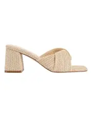 [VERALI] Stella Block Heel Mules in Natural Raffia