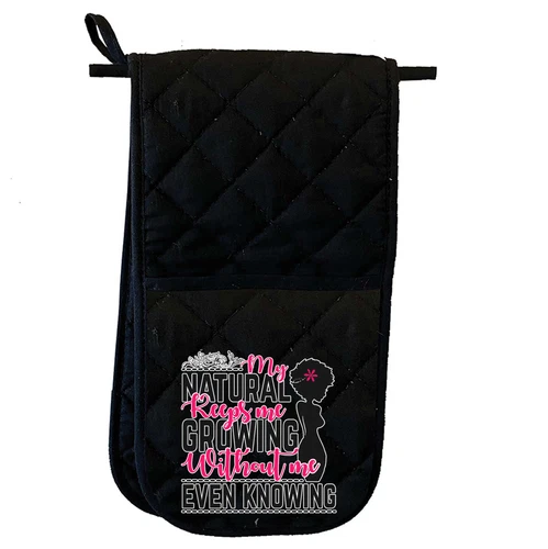 My Natural Keeps Me Crowing Afro - Mitt Kitchen Glove Mitts Double Oven Gloves