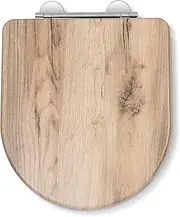 Croydex Varese Soft Close Toilet Seat - Quick Release Button for Easy Cleaning and Adjustable Hinges with Top and Bottom Fixings Included, Antibacterial Treated Surface (D-Shape Toilet Seat Grey Oak)