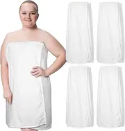 [Tigeen] 4 Pcs Towel Wrap for Women Waffle Spa Robe with Adjustable Closure Elastic Top Lightweight Wraps for Bath Shower (White,Medium), White, One size